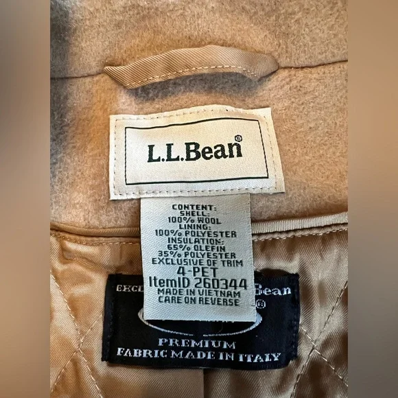 LL Bean Women's Classic Lambswool Peacoat Camel Size 4P- Like New! - Picture 14 of 15